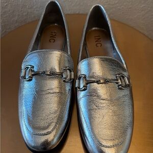 INC International Concepts Women’s Metallic Silver Loafers